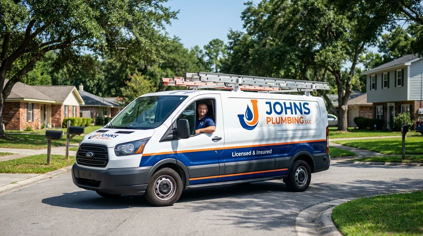 Johns Plumbing LLC service van in East Rutherford, NJ