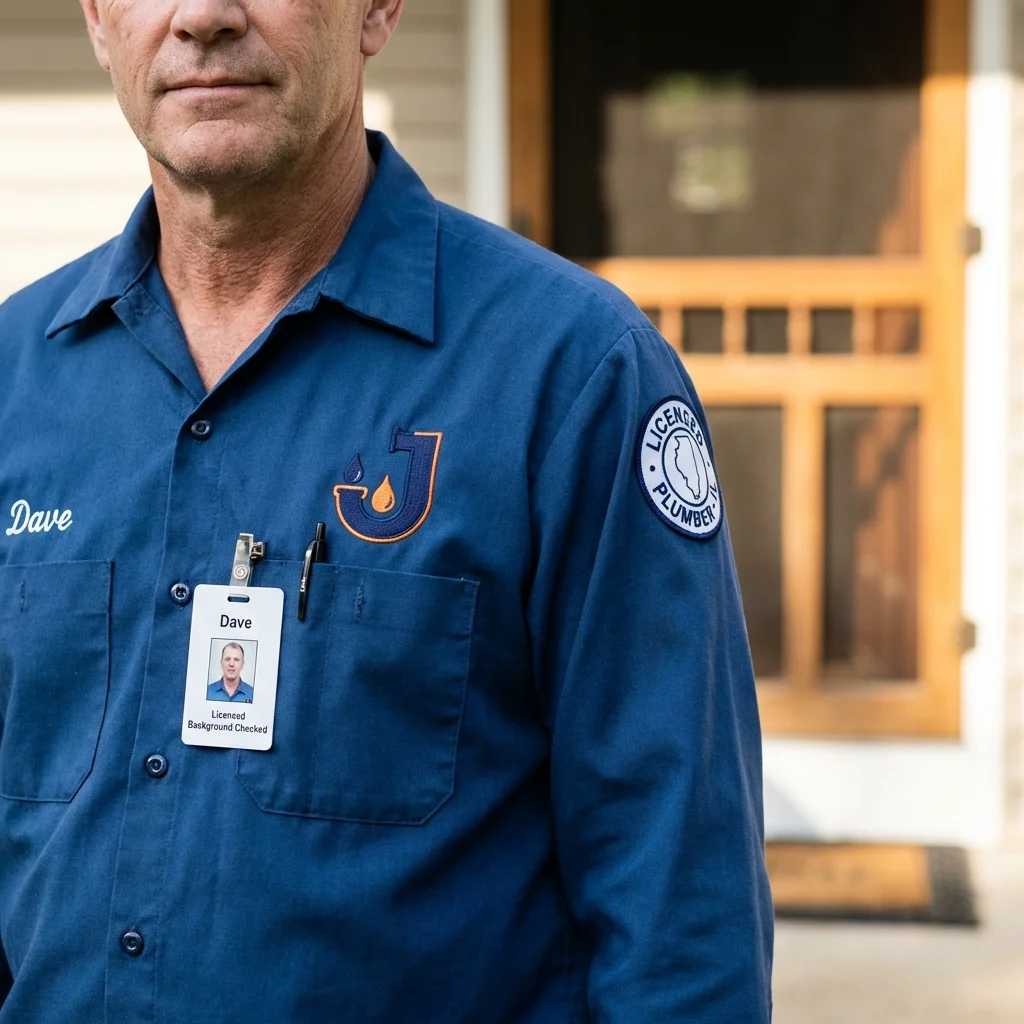 Licensed plumber showing ID badge in East Rutherford, NJ