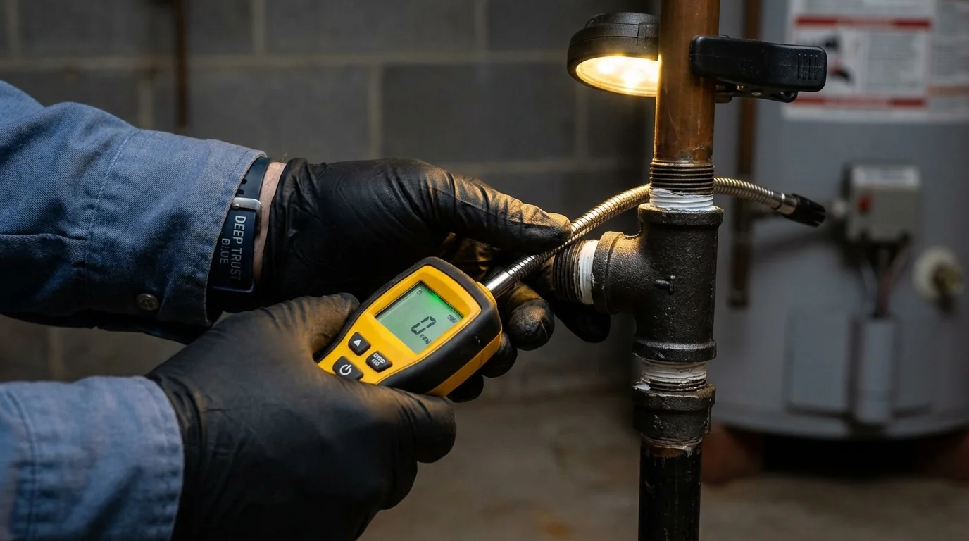 Gas leak detection with electronic sniffer by Johns Plumbing LLC in East Rutherford