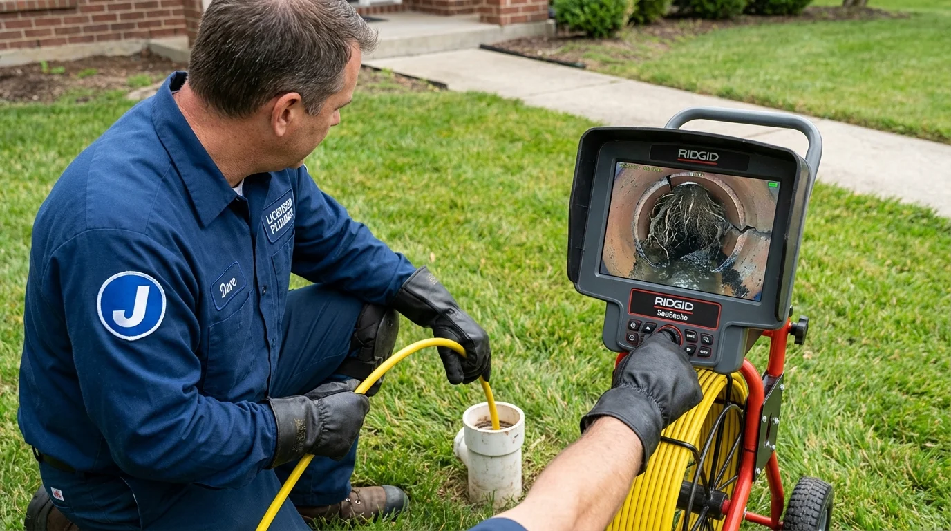 Sewer camera inspection being performed by Johns Plumbing LLC in East Rutherford