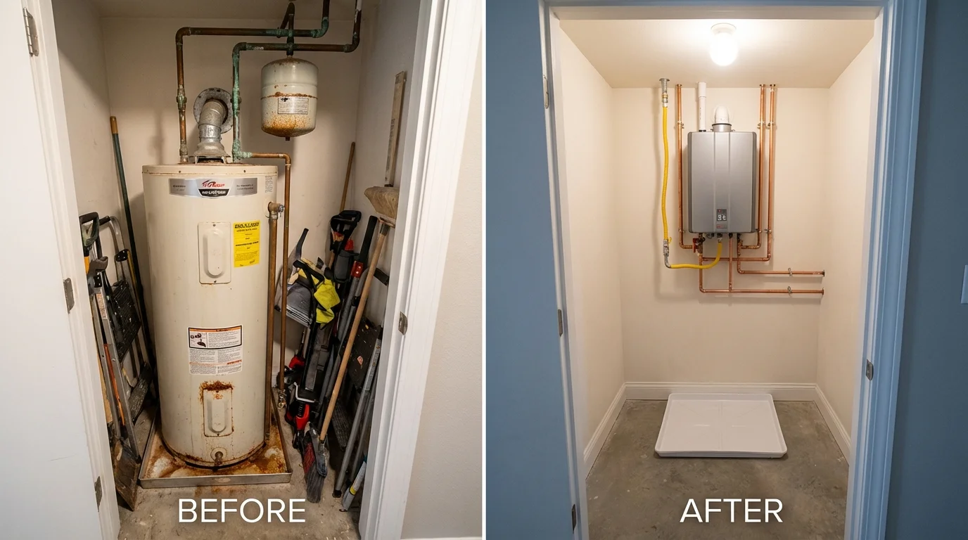 Tank water heater versus wall-mounted tankless unit comparison for East Rutherford, NJ homeowners